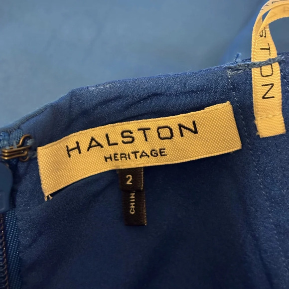 Halston Heritage Royal Blue Rounded Strapless High Low Dress with Pockets Size 2 - Picture 6 of 6